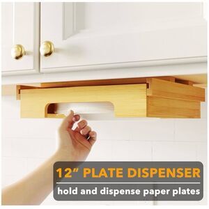 Bamboo Plate Dispenser for Kitchen